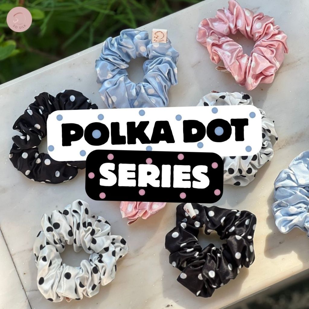 ยางมัดผมผ้าไหมมัลเบอร์รี่ POLKA DOT SERIES (Mulberry Silk Scrunchies) ยางรัดผม by SOSILK