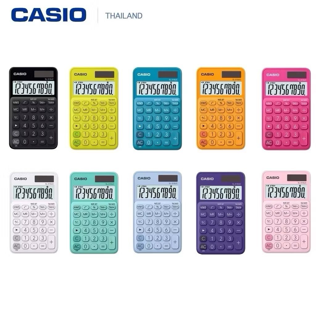 Calculator Casio SL-310UC เครื่องคิดเลข 10 หลัก พกพาง่าย มีให้เลือก 10 สี ของใหม่ ของแท้ ประกันศูนย์ 2ปี