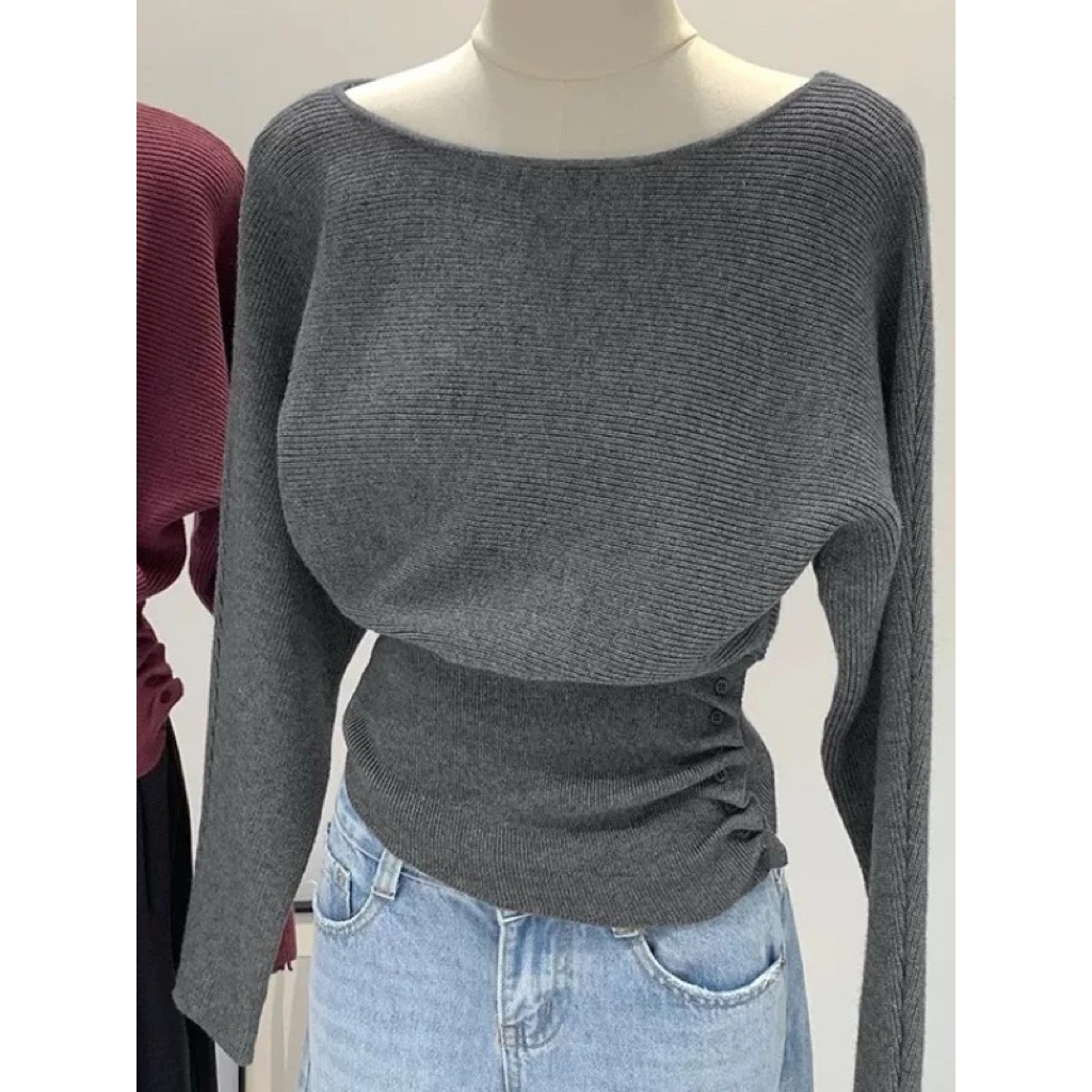 มาใหม่พร้อมส่ง  (AP268) Long sleeve tshirt เสื้อกันหนาวแขนยาว จั้มเอว สไตล์เกาหลี ราคา ถูกที่สุด ดีลบีเคเค แกลเลอรีภาพที่ 2