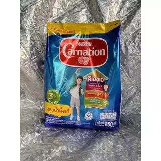 คาร์เนชัน 3+ สมาร์ทโก ผลิตภัณฑ์นมผง สูตร 4 กลิ่นวานิลลา/จืด/น้ำผึ้ง 850 ก. exp.xx/01/2027