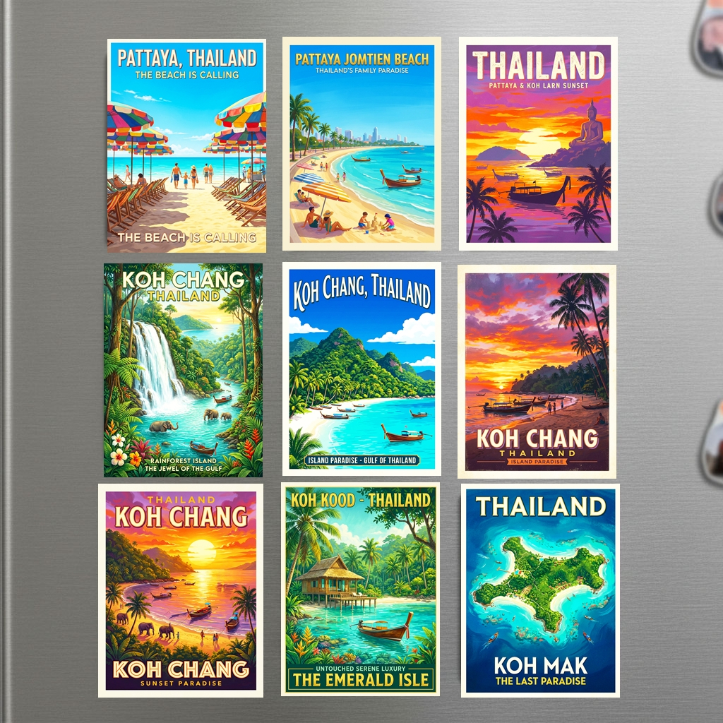 แม่เหล็กติดตู้เย็น ไทย พัทยา ตราด จันทบุรี 2×3 นิ้ว ของฝากไทย Fridge Magnet Thailand Pattaya Trat so