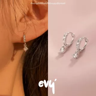 🔥พร้อมส่ง🔥 ต่างหูห่วงเงิน sterling 92.5% ทั้งตัวเรือน ต่างหูออกงาน ต่างหูฝังเพชรเพทาย