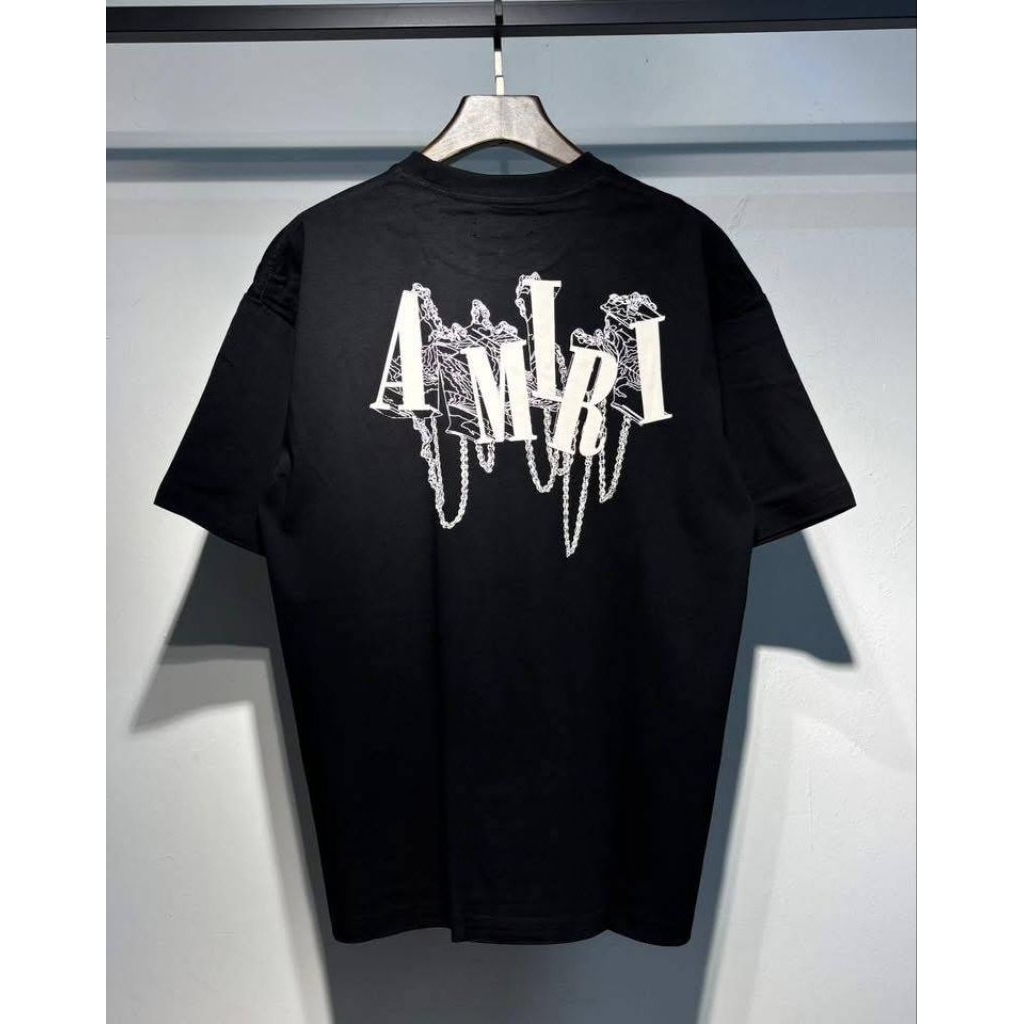 New collection เสื้อยืด Amiri ลายโซ่ เท่ มีดีไซน์ พร้อมส่ง ขาว ดำ