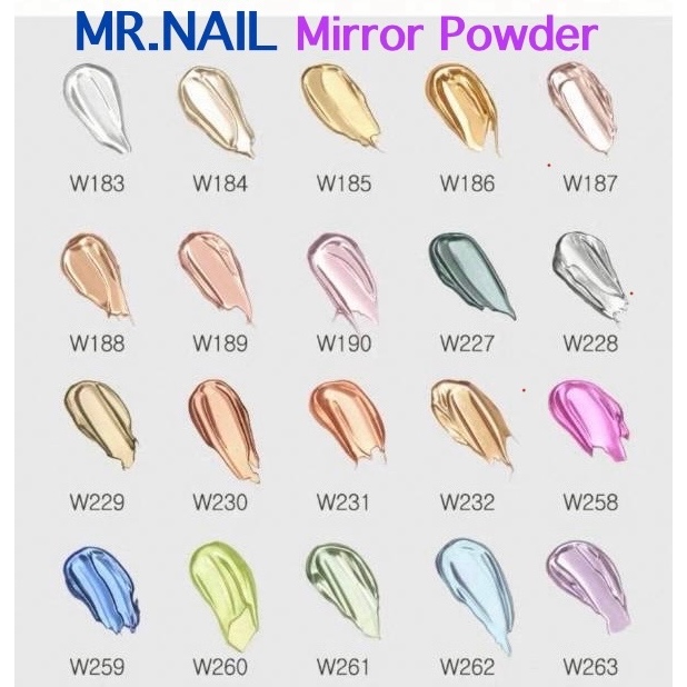 รวมผงขัดเล็บกระจก MR.NAIL หลายสีตัวเลือก แบบกระปุก Nail Mirror Powder