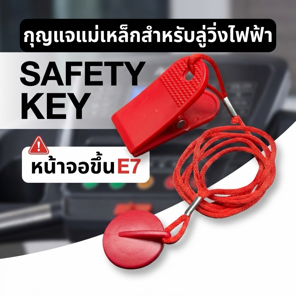 กุญแจแม่เหล็กสำหรับลู่วิ่งไฟฟ้า Safety Key หน้าจอขึ้น E7