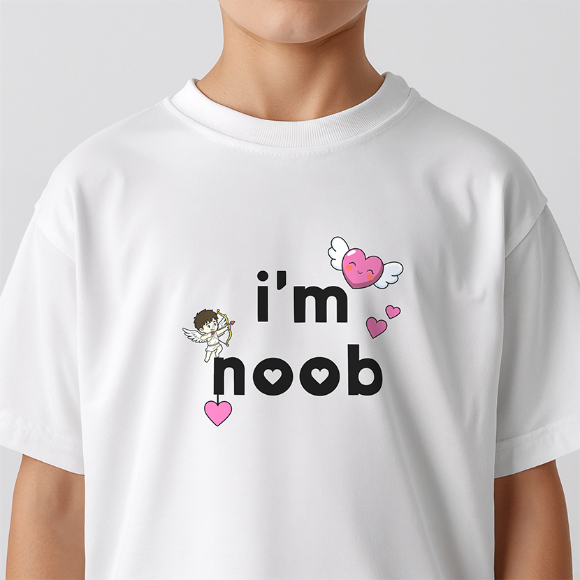 เสื้อยืด i'm noob cupid cute สีขาว