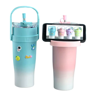 กระบอกน้ำเก็บความเย็น ขนาด1200 ml ลายกาตูนไม่ซำใคร มาพร้อมหูหิ้ว เก็บความเย้น 8-16 ชั่วโมง สแตนเลส304