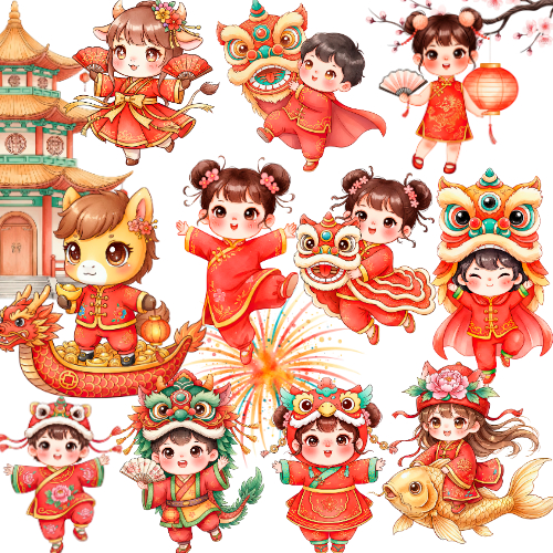 ตัวรีดติดเสื้อตรุษจีน เด็กน้อยตรุษจีน Cute Chinese Lunar New Year F.159-377