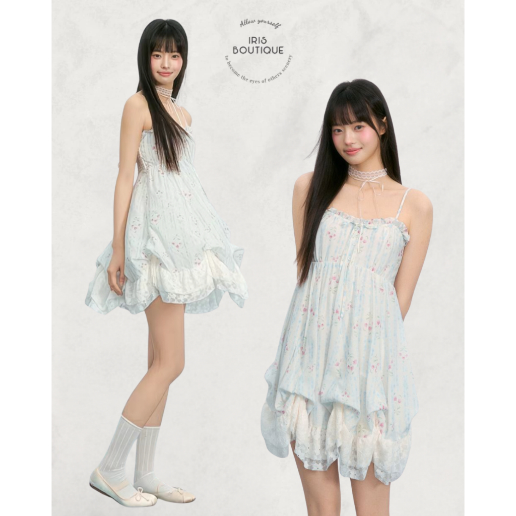 「สินค้าลิขสิทธิ์แท้」 IRIS BOUTIQUE ID20260011 Blue Sky Dress เดรสคุณหนู สีฟ้า เรียบหรู มีไตล์