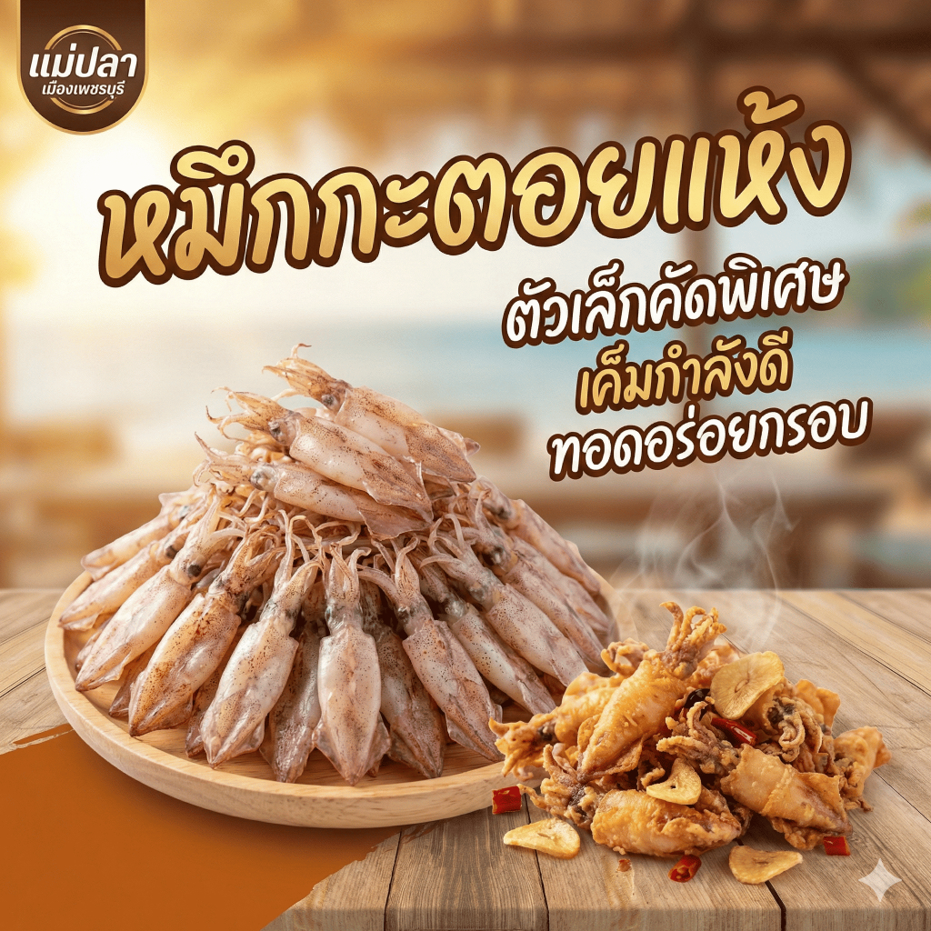 หมึกกะตอยแห้ง หมึกตัวเล็กคัดพิเศษ ใหม่ เค็มกำลังดี ทอดทานอร่อย