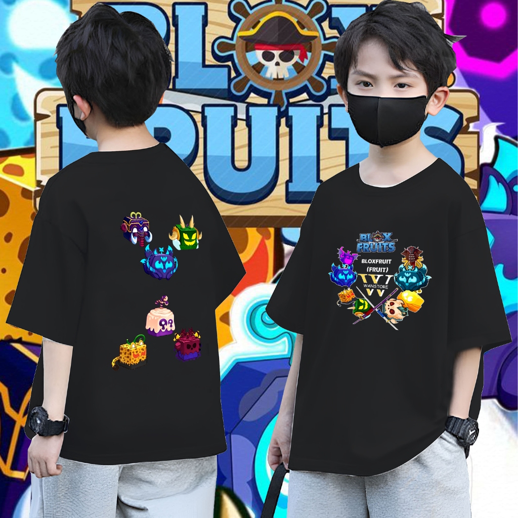 100-150 cm Roblox blox fruit kitsune children's t-shirt, free name printing เสื้อแขนสั้น Cool รูปภาพ