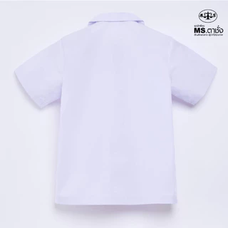 เสื้อคอบัวกลม โปโล 30-48 นิ้ว กระเป๋าล่าง MS ตาชั่ง - เสื้อนักเรียนหญิง อกผ่าครึ่ง สีขาวโอโม่ MS ตาชั่ง