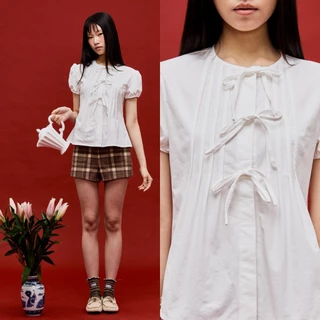 CHUUCHOP - (S-4XL) Yumi Blouse เสื้อเบลาส์แขนตุ๊กตา สไตล์จีน (C8483)