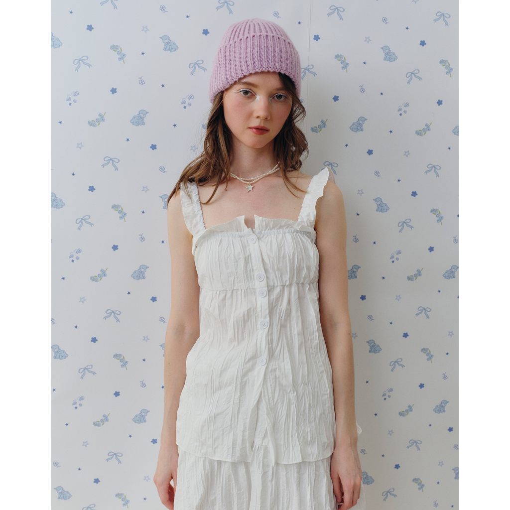 Jellyplease (Sweet Moment) - Twinkle Top |   White Fabric with a Softly Wrinkled Texture, No Ironing Needed.