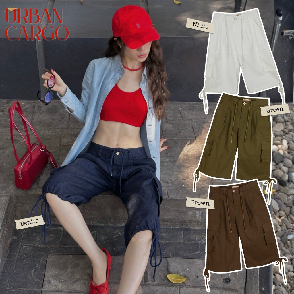 URBAN CARGO (Brown-Green-White-Jeans)กางเกงคาร์โก้ขาสั้น