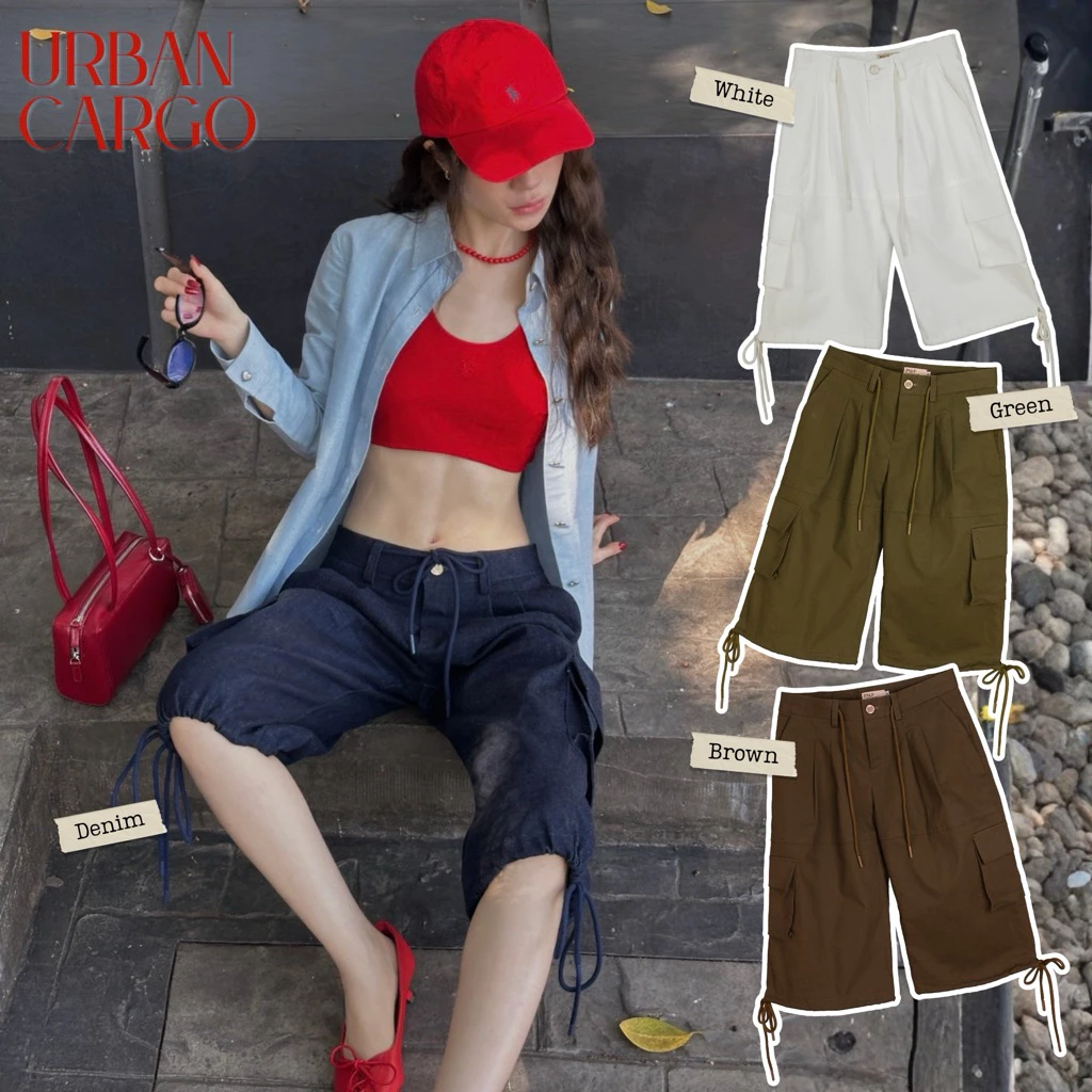 URBAN CARGO (Brown-Green-White-Jeans)กางเกงคาร์โก้ขาสั้น