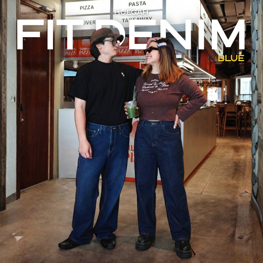 HUEGAH Fit Denim สี BLUE กางเกงยีนส์ ขากระบอกเล็ก มีไซซ์ใหญ่