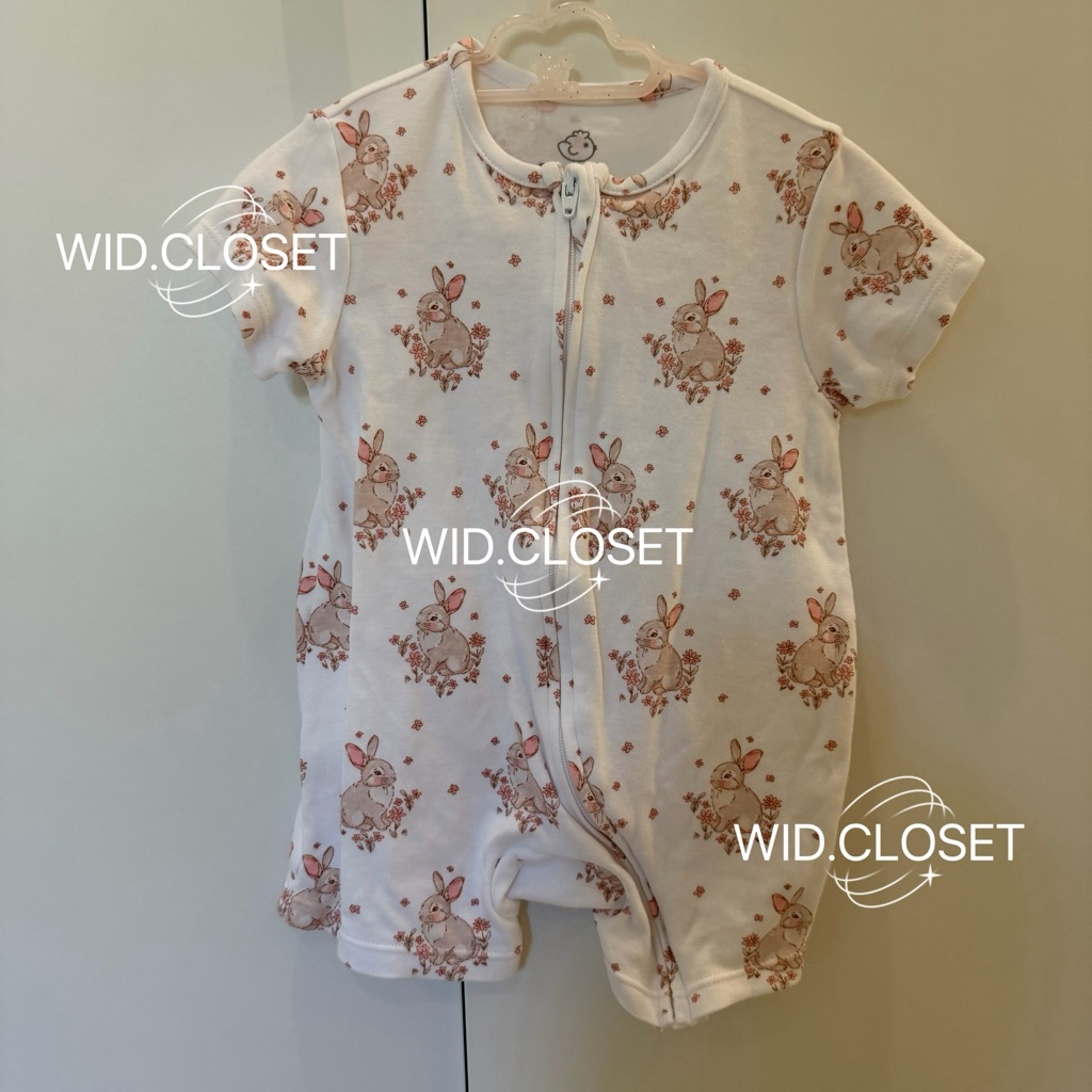 🤍 ส่งต่อมือสอง babylovett rabbit romper size 6-9 รอมเปอร์เด็กขาสั้น • bblv
