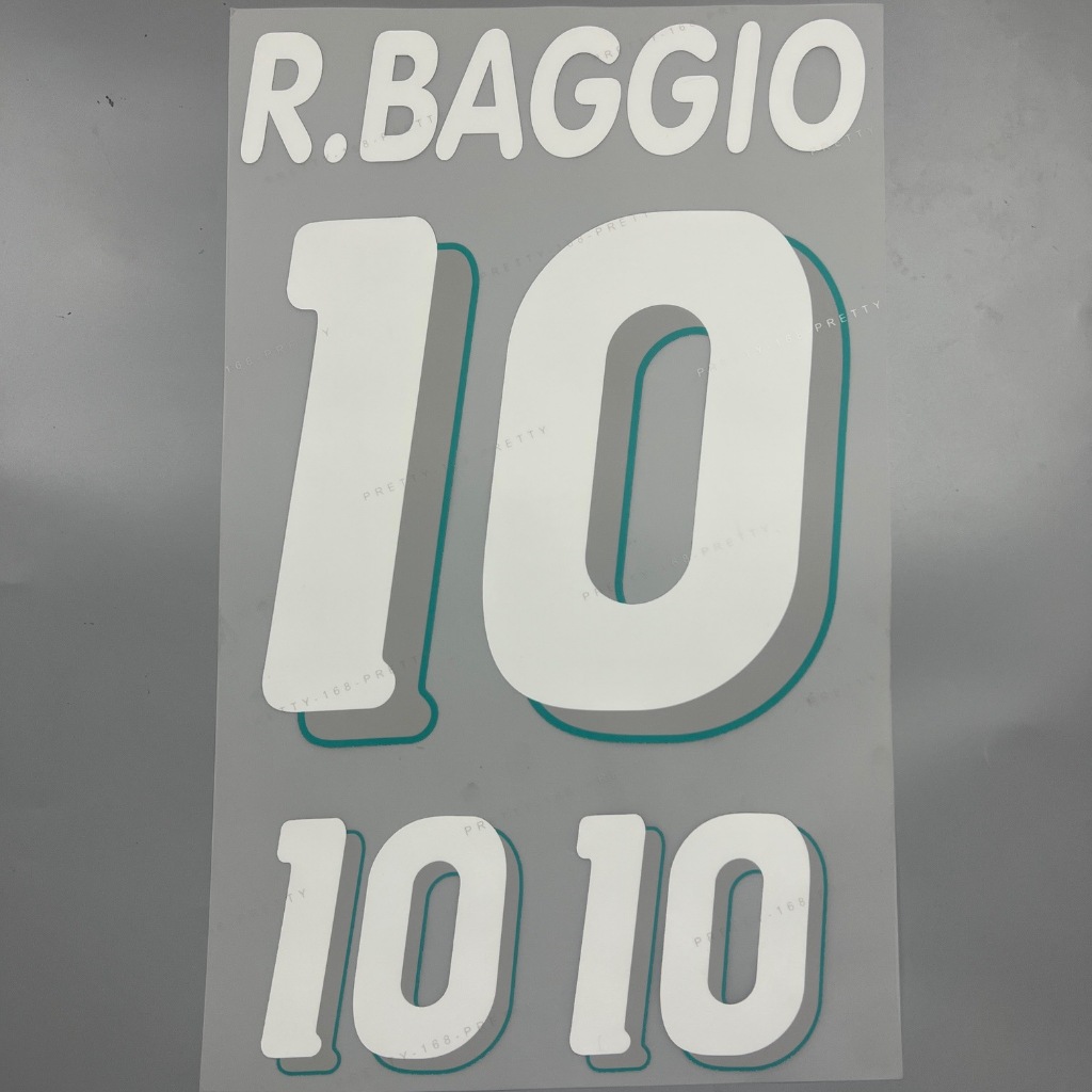 เบอร์ชื่อ เสื้อฟุตบอล ย้อนยุค เฟลค อิตาลี่ 1994 เหย้า สีขาว 10 BAGGIO Retro Name Number Football Shi