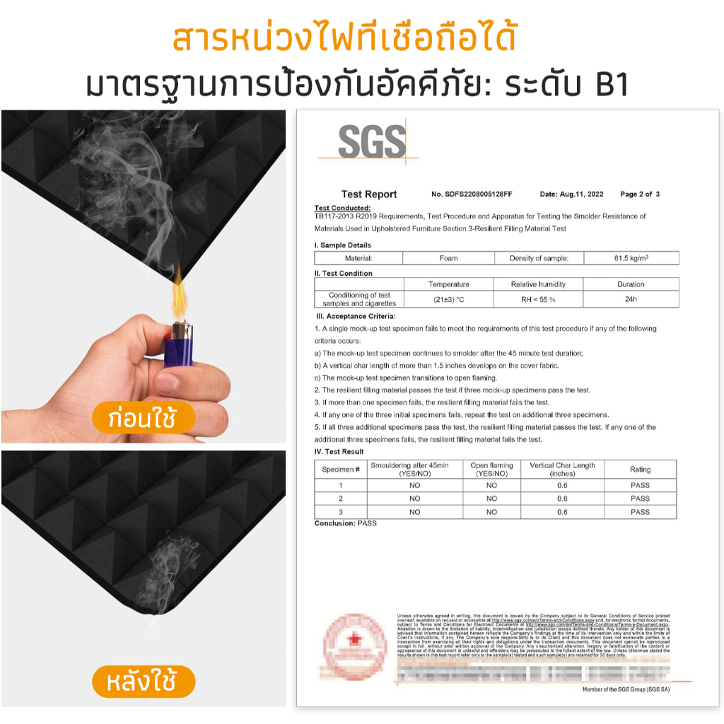 MeiDi (12 แผ่น/แพ๊ค)แผ่นซับเสียง Mฟองน้ำซับเสียง แผ่นซับเสียงกาวในตัว ขนาด 30*30*5CM ที่เก็บเสียงห้อง แบบติดผนัง - รูปที่ 6