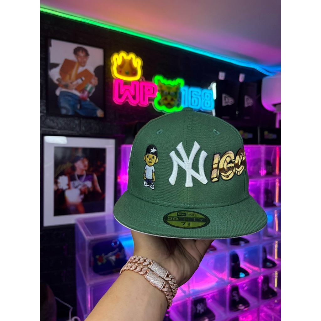 Remadereups 59FIFTY Cap Custom GREEN NIGO FITTED Size7 3/8 (58.7 cm.)🧍🏿💚🤍💫