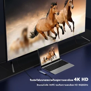 อะแดปเตอร์ฮับ Type C 7-in-1 HUB USB-C รองรับสูงสุด HDMI 4K 30Hz+ USB2.0+USB3.0+PD+SD/TF