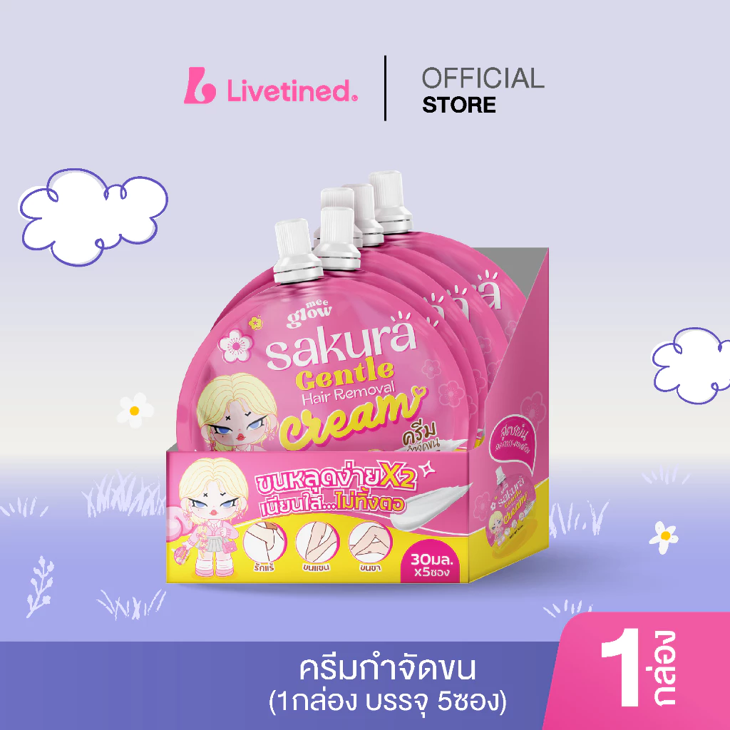 Livetined Meeglow Sakura Gentle Hair Removal Cream 30ml*5