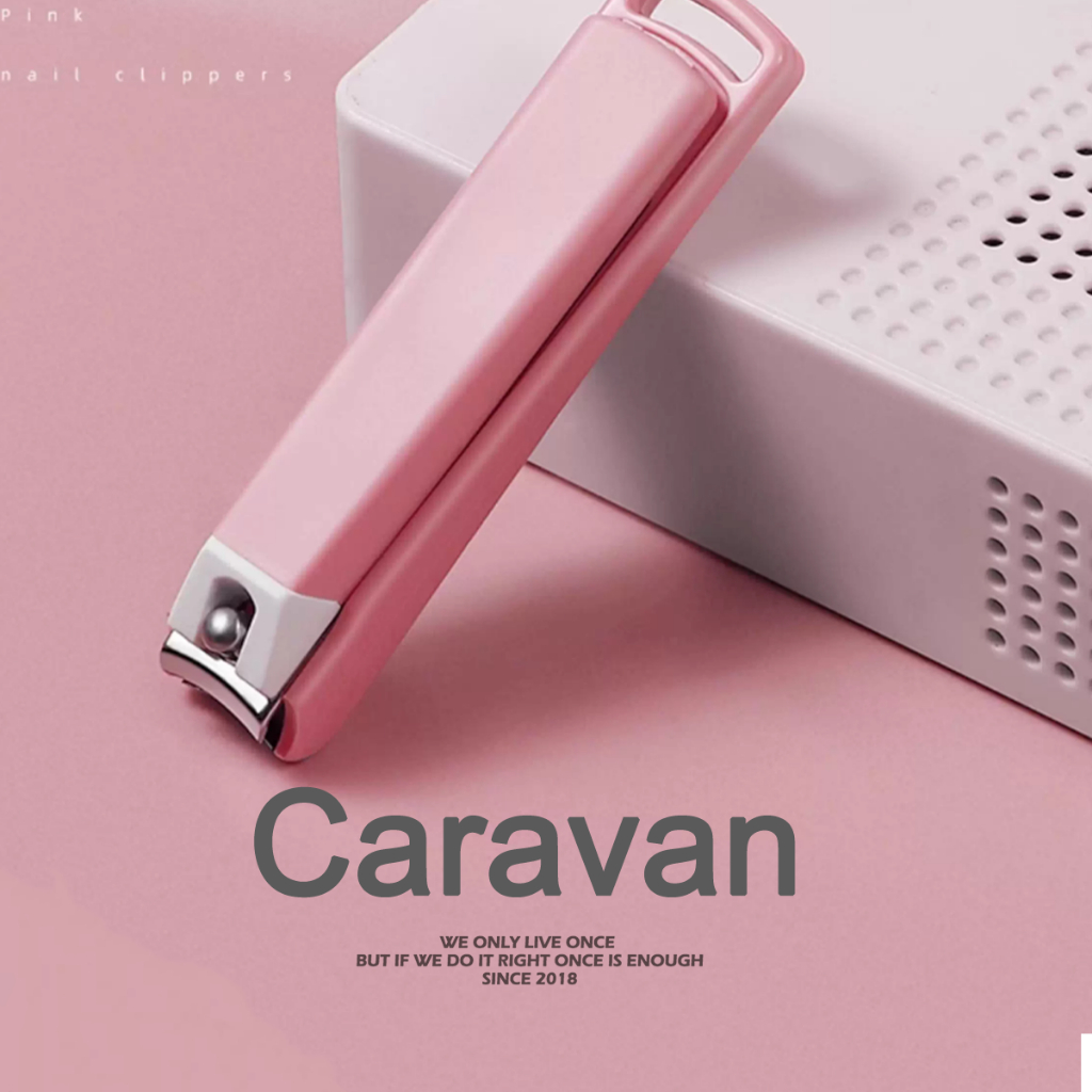 Caravan Crew Nail clippers กรรไกรตัดเล็บ สแตนเลส สีชมพู ใบมีดคม แบบตรง แบบเฉียง