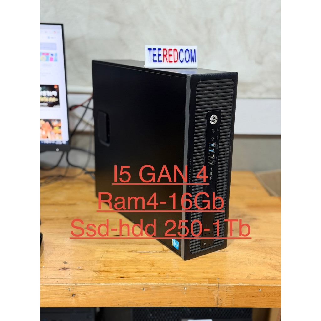 คอมพิวเตอร์ HP EliteDesk 800 G1 SFF Core i5Gen4 Ram4-16 GB HDD-SSD250-1TB DP X2 /VGA X1 ออกได้3จอ มื