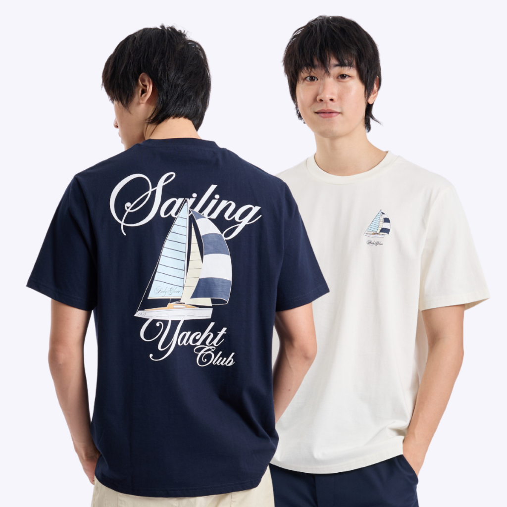 BODY GLOVE Men's SAILING YACHT CLUB Tee เสื้อยืดแขนสั้น ผู้ชาย สีขาว-กรมท่า