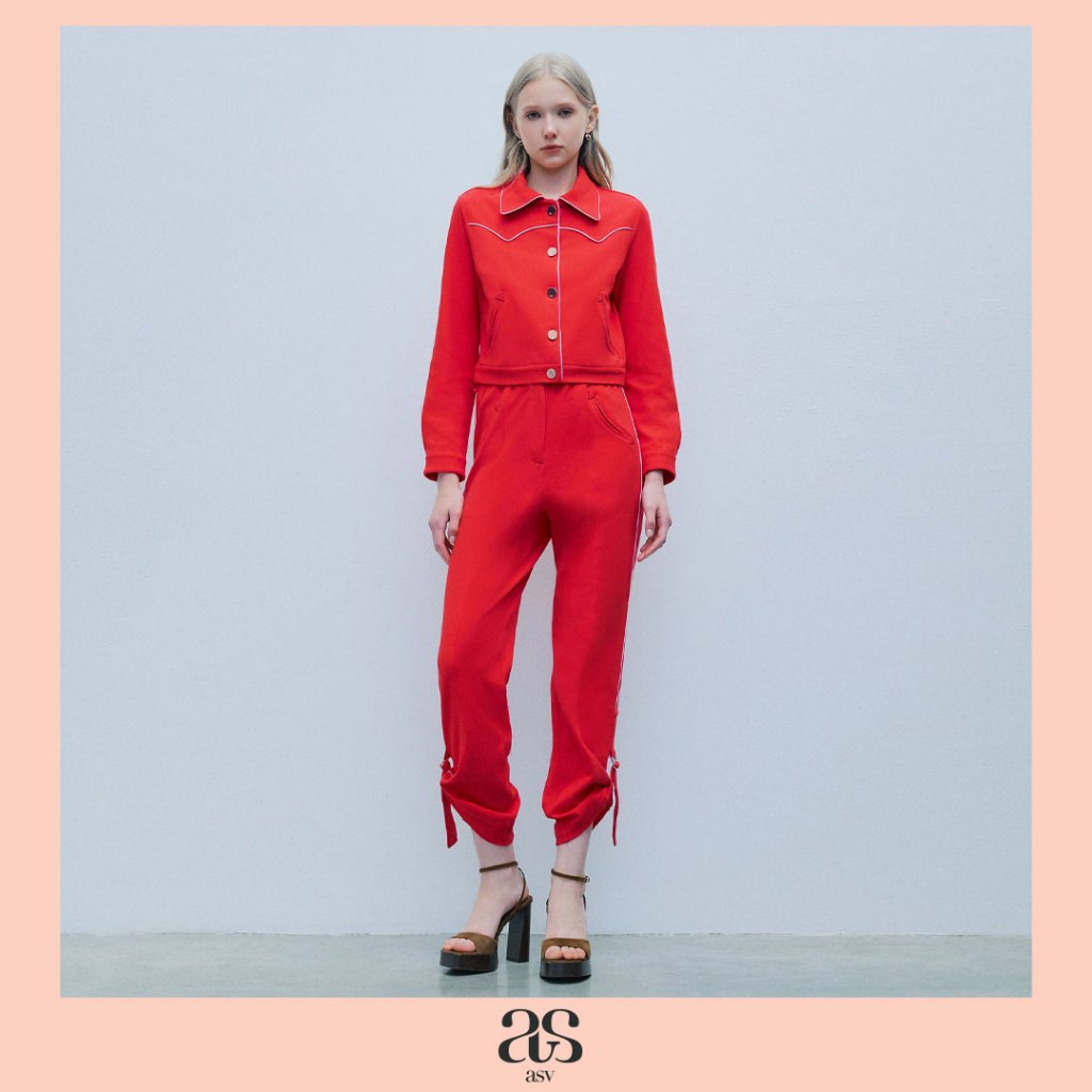 [asv rs26] Nelson D-Ring Pants กางเกงทรงคาร์โก้ ขายาว แต่งรูดปลายขา และเข็มขัดบัคเคิล เอวยางยืด กระเ