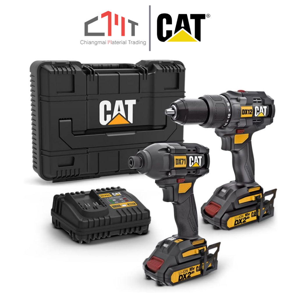 CAT Power Tools ชุดสว่านกระแทก+ไขควงกระแทกไร้สาย 18V No.DX12K (DX12+DX71) (รวมแบตเตอรี่และแท่นชาร์จ)
