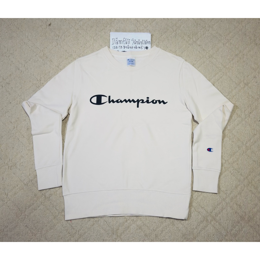 Used‼️Champion Sweatshirt Size M มี 3สี🤍🩶💚 (อก38 ยาว23) ของแท้จากShop💯% (กรุณาระบุสีในแชท)