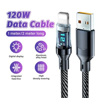 สายชาจเร็ว 120W/100W 6A สายชาร์จUSB Type C จอLED สายยาว1เมตร/2เมตร