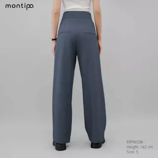 Montipa กางเกงทรงกระบอกกลาง ขอบเอวในตัว ซิปหน้า แต่งจีบหน้า ผ้า Comfort 59PWC58