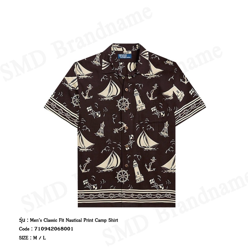 Polo Ralph Lauren เสื้อเชิ้ตแขนสั้นผู้ชาย รุ่น Men's Classic Fit Nautical Print Camp Shirt Code: 710942068001