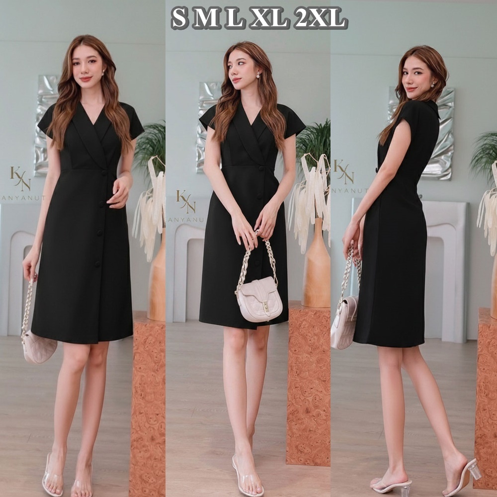 KANYANUT BRAND KN 3007 : Size S M L XL เดรสทำงาน เดรสออกงาน (เชคสินค้าก่อนกดสั่งซื้อจ้า)