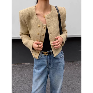 beige พร้อมส่ง แขนยาว คาร์ดิแกน แจ็คเก็ต ผู้หญิง อ๊อฟ รูปแบบอ่อนโยน ความสะดวกสบาย เหมาะสําหรับการสวมใส่ทุกวัน