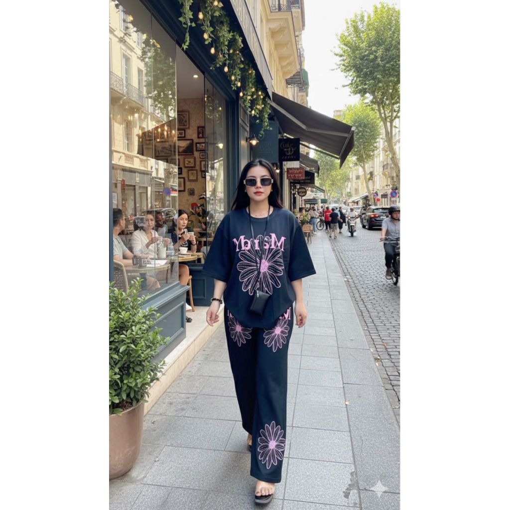 ตากร้า 1️⃣6️⃣ ผ้าสกูบ้า ชุดเชตสาวอวบสาวอ้วน   L xl ใส่ได้ค่ะเชตแขนสั้นยาวยาวเอวย่างยืดมีกระเป๋าข้าง2ข้าง