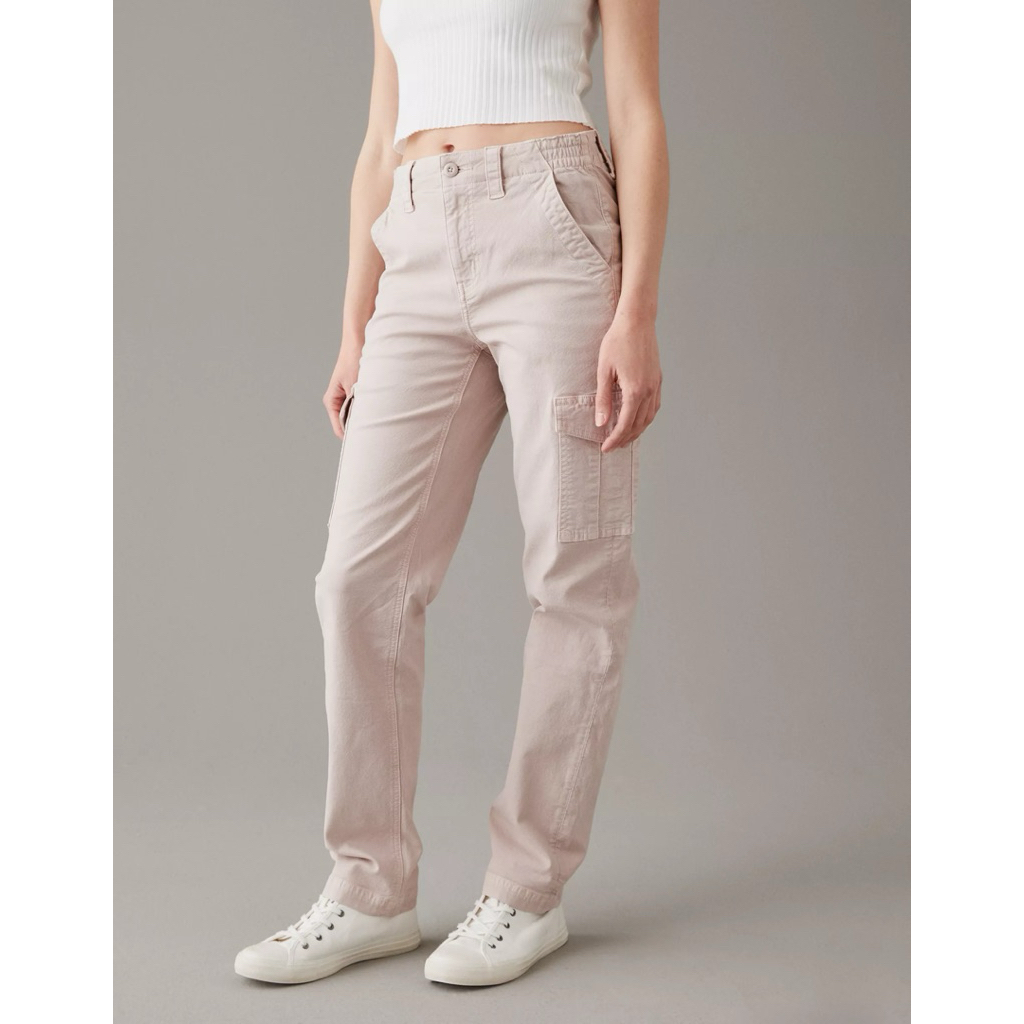 AMERICAN EAGLE กางเกงคาร์โก้ ผ้าคอตตอน เนื้อนุ่ม STRETCH CARGO STRAIGHT PANT (C088)