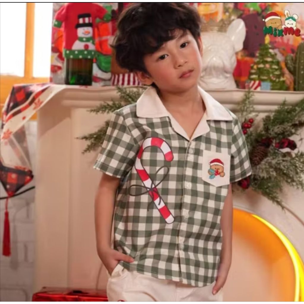 Mix Me เสื้อเชิ้ต ลายคริสต์มาส ไซส์ 5-6Y