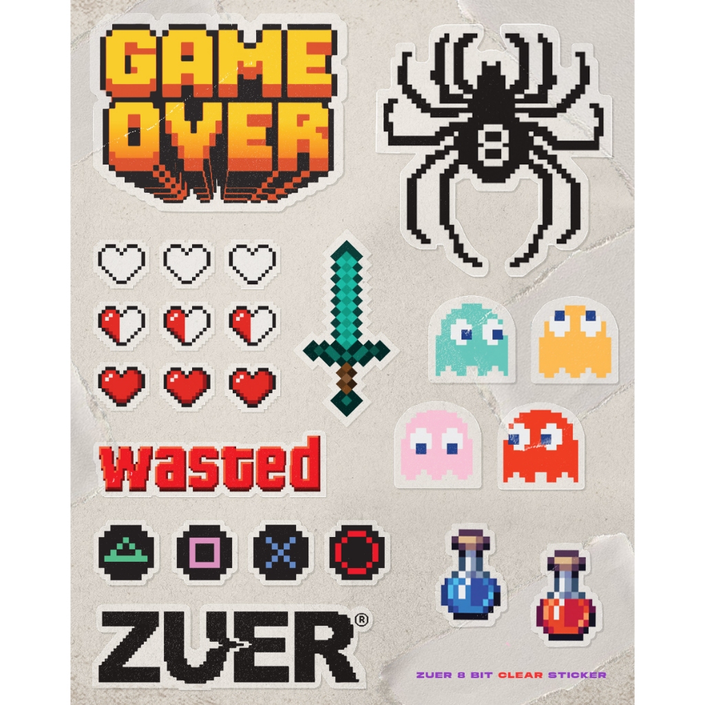 [แถมพร้อมเสื้อ] ZUER 8 Bit - Clear Sticker