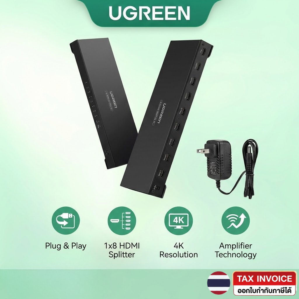 UGREEN รุ่น 40203 HDMI Splitter อุปกรณ์แยกสัญญาณ HDMI จาก 1 ช่อง เป็น 8 ช่อง