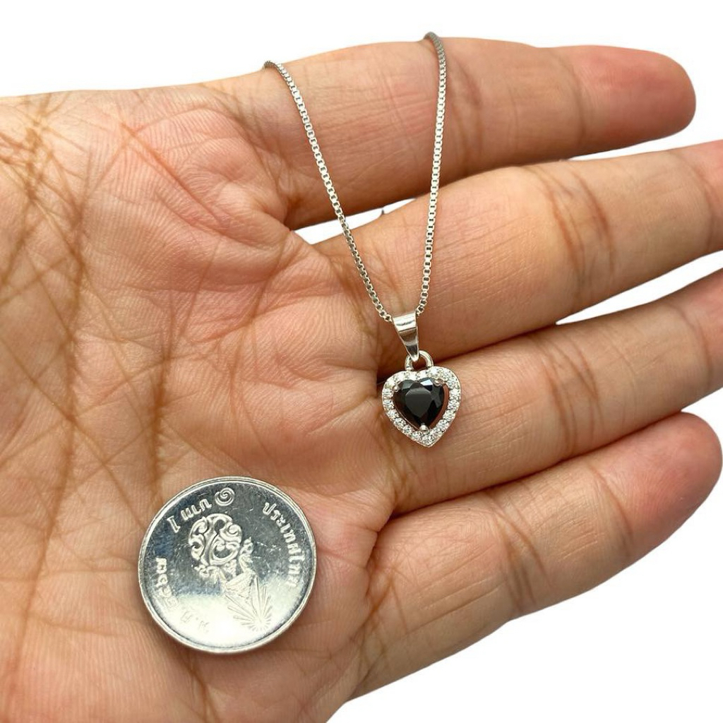 - จี้ เงินแท้ 92.5% งานส่งออก นิลแท้ เจียรูปหัวใจ ขนาด 6 มิล (เฉพาะจี้) ช่วยขจัด พลังงานลบ - รูปที่ 2