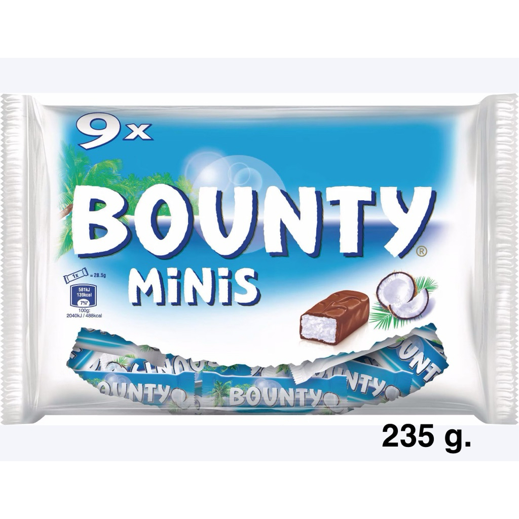 Bounty Minis Chocolates 235g/Bounty Bars X 9 256g.