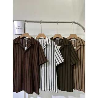 N089 – เชิ้ตแขนสั้นลายริ้วผ้าถักโปร่ง (n’s Knit Stripe Shirt)