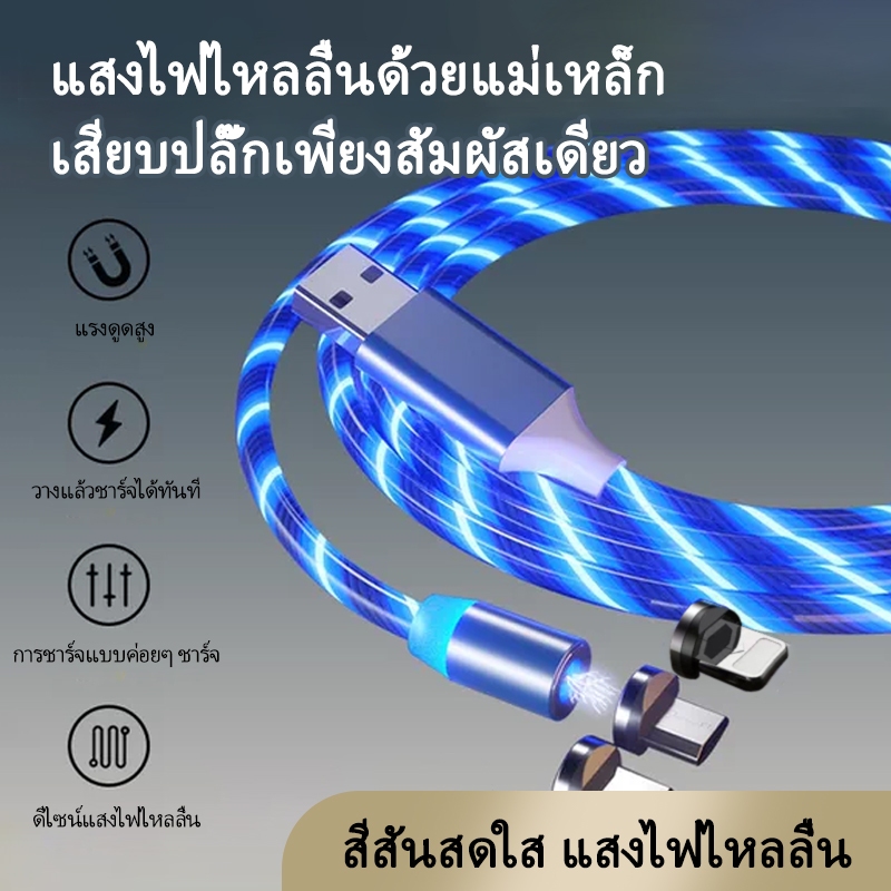สายชาร์จ3-in-1ที่ฮอตมากชาร์จเร็วแม่เหล็กดูดการชาร์จเร็วสายชาร์จถักแม่เหล็กดูดชาร์จเร็วพร้อมรับประกัน
