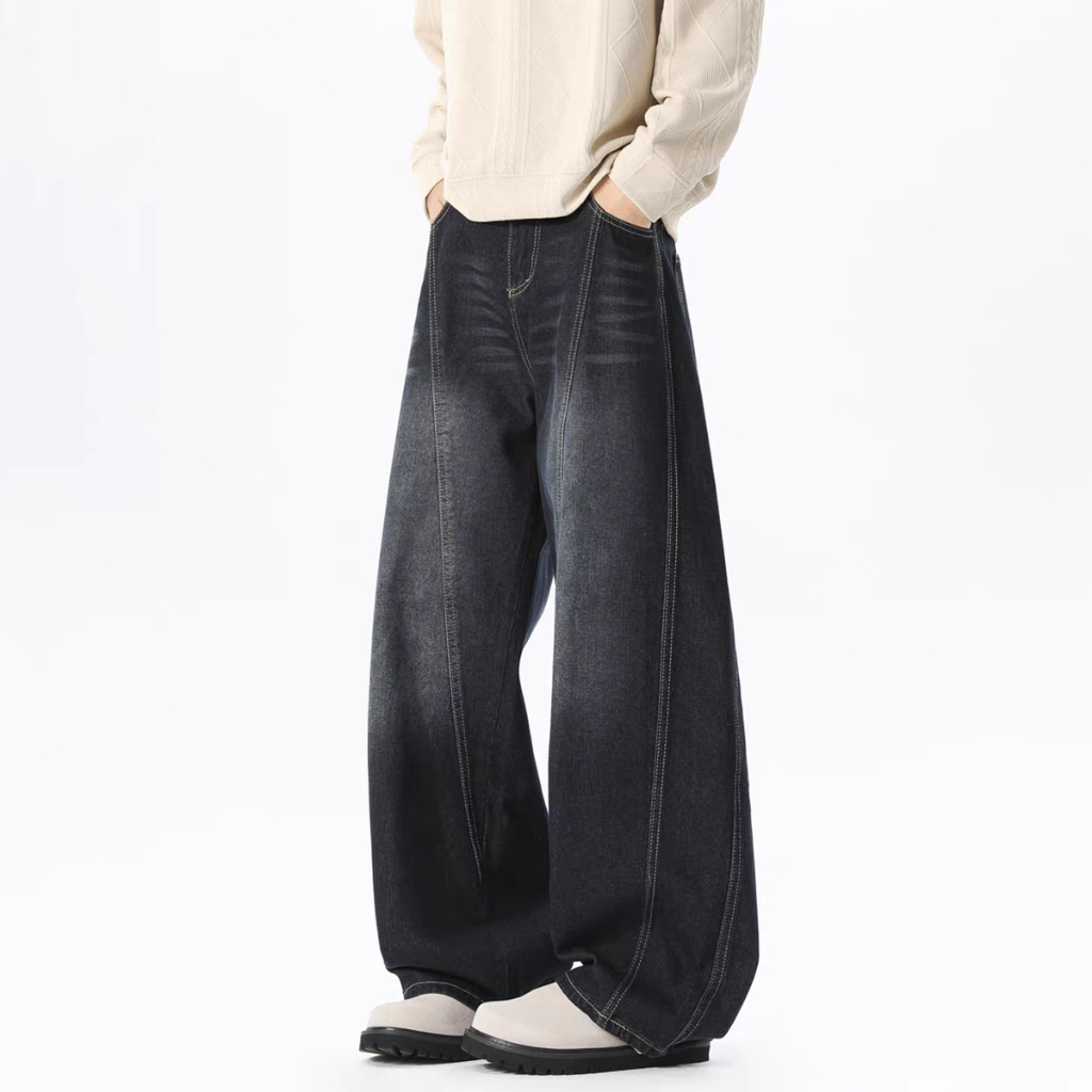 PROMANกางเกงยีนส์ทรงหลวมวินเทจ  ทรงกว้างขากว้าง  สไตล์ขี้เกียจ  คลาสสิกและเข้ากับทุกสไตล์  แบบยูนิเซ็กส์ - รูปที่ 3