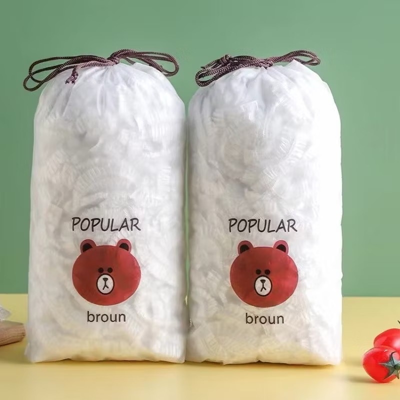 100 ชิ้น หมวกอาบน้ำพลาสติกใส สำหรับใช้ทิ้ง หมวกอาบน้ำพลาสติกใส สำหรับคลุมอาหาร