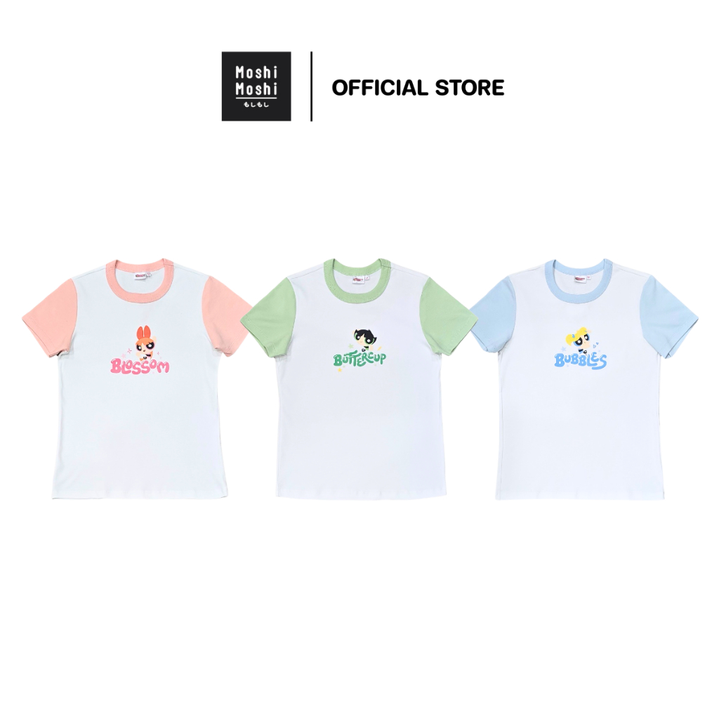 Moshi Moshi เสื้อยืดคอกลม เสื้อยืด ลาย The Powerpuff Girls ลิขสิทธิ์แท้ รุ่น 6100006629-6639